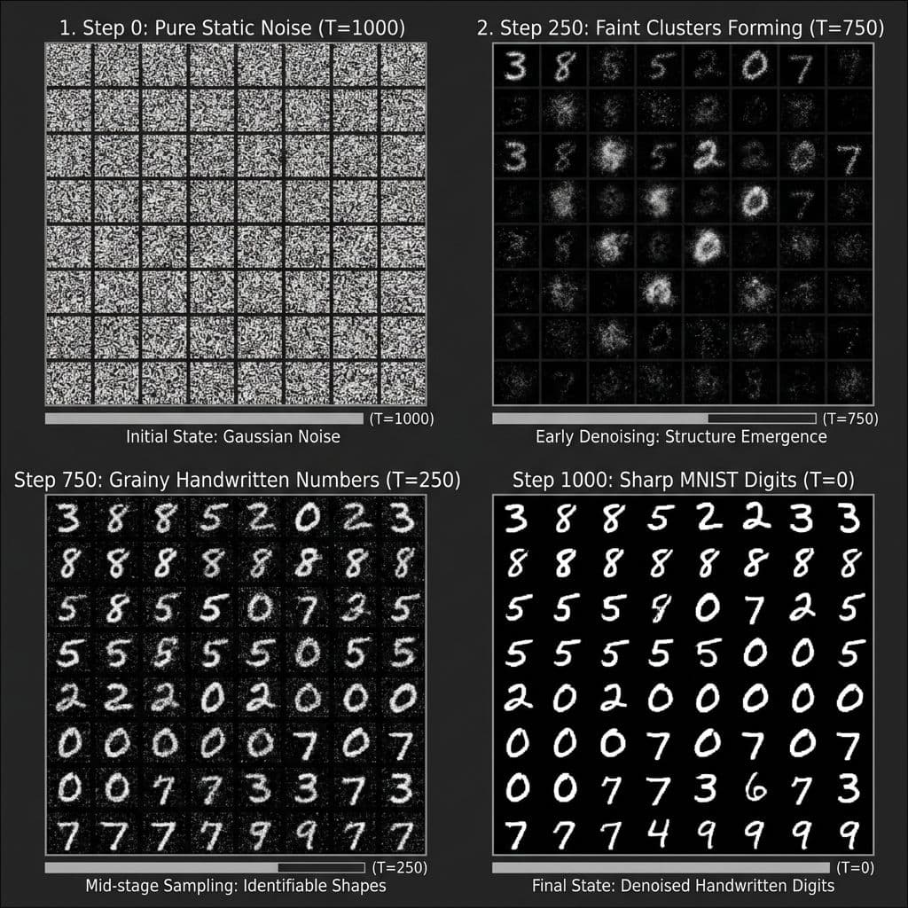 Diffusion MNIST Sampling Progression